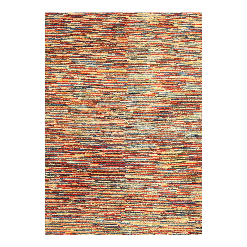 Tapis orange / brun en coton noué à la main 2 pi 10 po x 4 pi 4 po Lupa