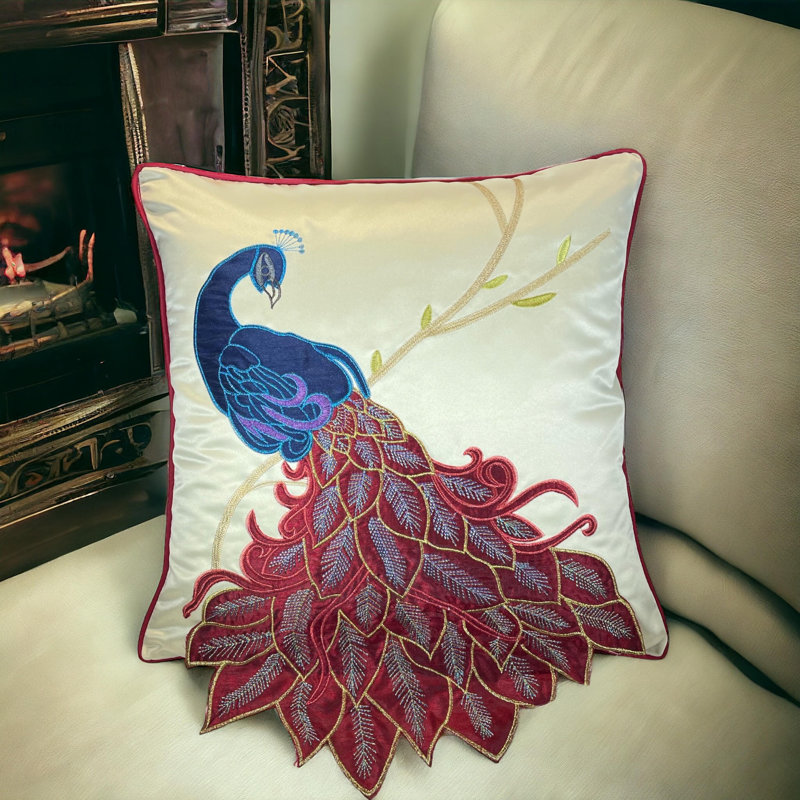  High Quality Silk Throw Pillow Cover, Red