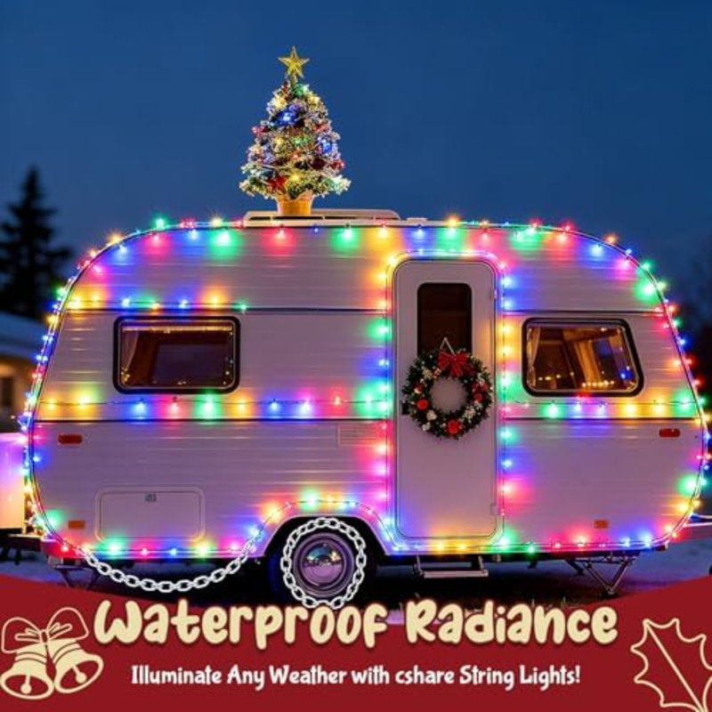 Guirlandes de Noël extérieures imperméables 9,8 pi 30 lumières à DEL multicolores à piles avec minuterie pour les décorations de Noël d'intérieur et d'extérieur