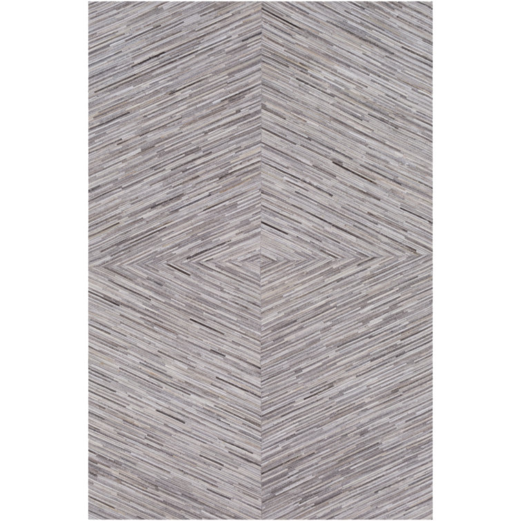 Zander Leather Geometric Area Rug in Magenta