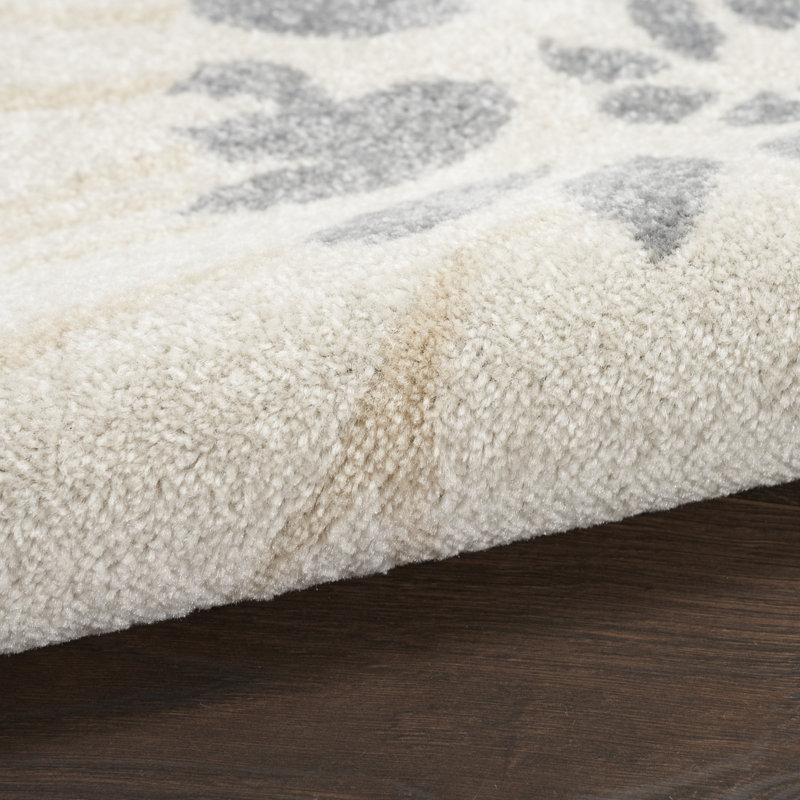 Tapis floral tissé à la machine 5 pi x 7 pi crème