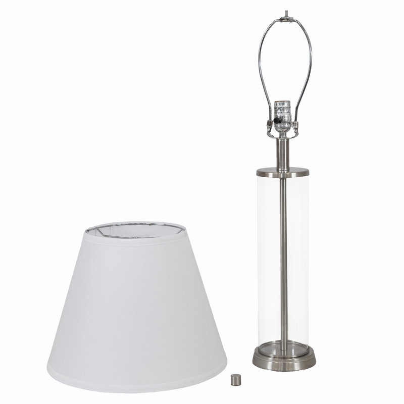 Ensemble de lampes de table cylindriques en verre 27,5 "de haut avec abat-jour blanc