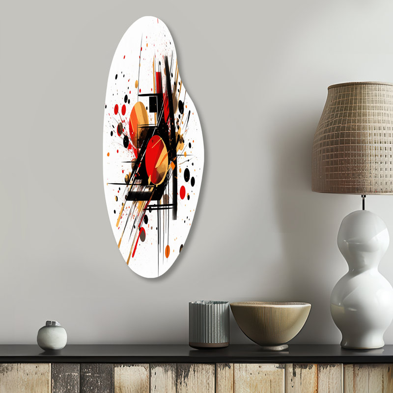 Red and Black Abstract Symphony II - Abstract Asymmetrical Metal Wall Art, Red Curved Metal Art Print, 30" H x 11" W x 1" D