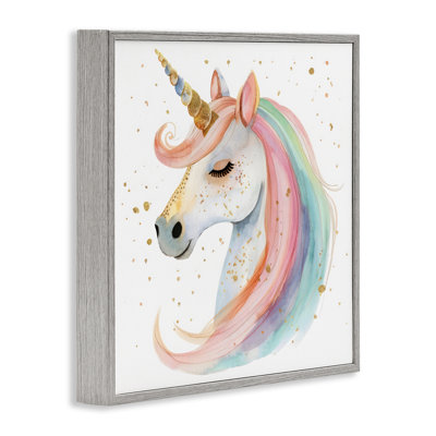 Gold Speckled Pastel Unicorn Framed Giclee, design by Creative Studio