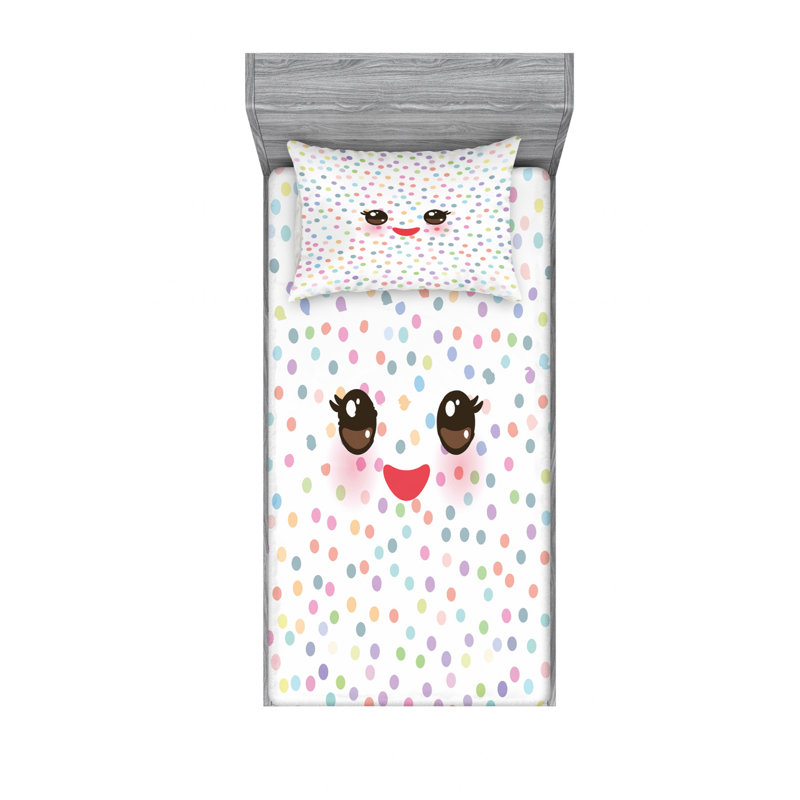 Microfiber Polka Dots Sheet Set, Twin XL Sheet Set with Fitted Sheet