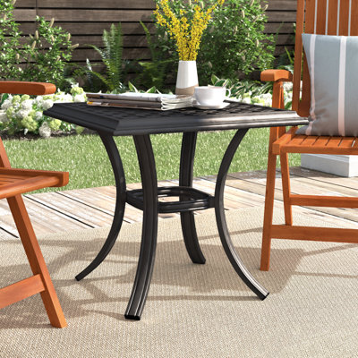 Jimenes 22.44" W Aluminum Square Outdoor Side Table with Lattice Top 