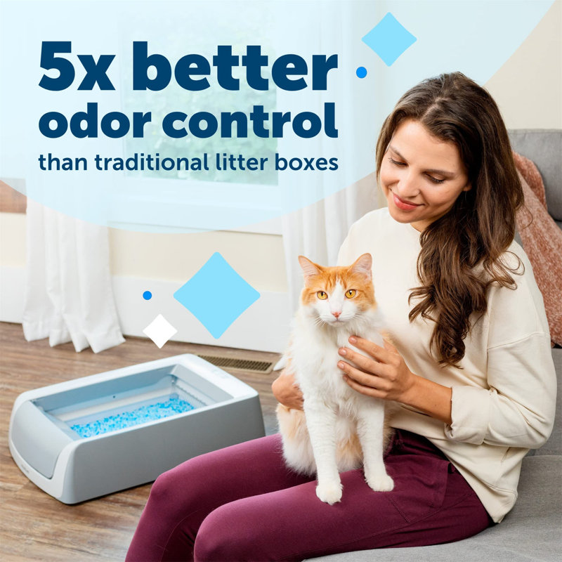 Gray Automatic Self-Cleaning Cat Litter Box with Crystal Tray