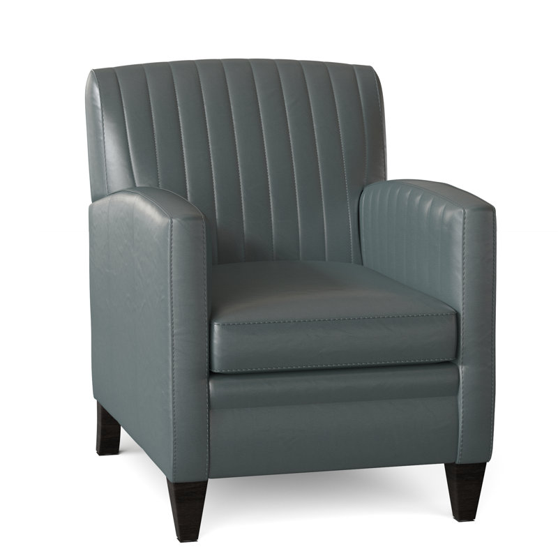 Barnabus Leather Club Chair, Aline Fumo Genuine Leather, Cobblestone