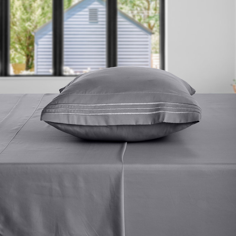Ensemble de literie en microfibre 1800 Series, Ensemble de draps pour lit simple avec 1 taie d'or, Gris