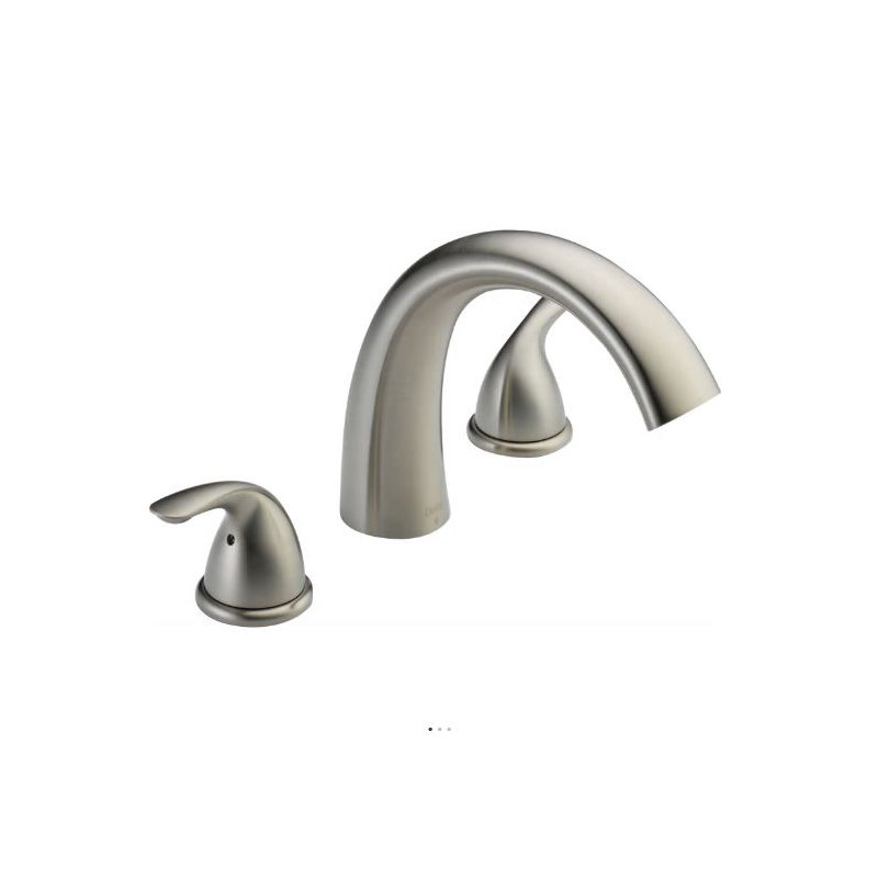 Other Core Double Handle Deck Mounted Roman Tub Faucet Trim, Stainless