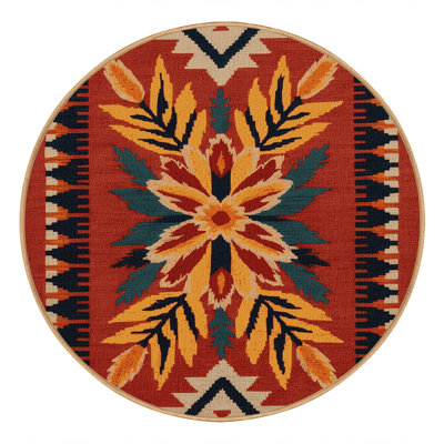 Washable Indian Paintbrush Southwestern Area Rug