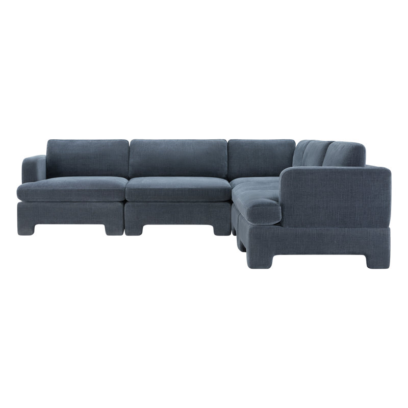 Canapé modulaire rembourré Jolie 5 pièces Jolie, Chenille Selene Indigo Performance