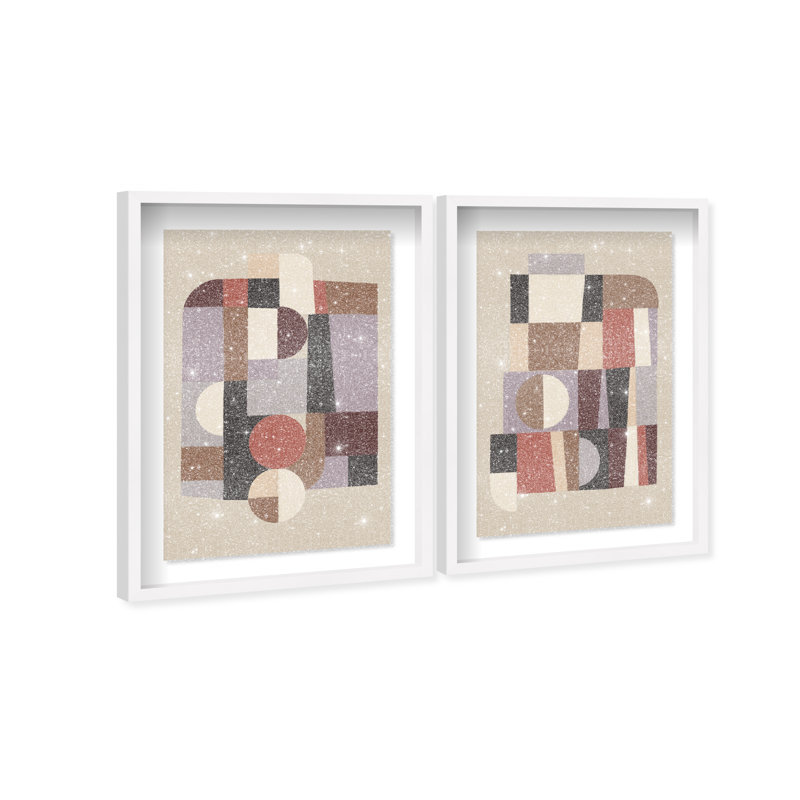 Berry Deco Set Shadowbox Abstract Print by Oliver Gal, Black Frame, 10 x 15, 37.5" H x 25.5" W, White Shadowbox