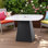 Table de salle à manger haut de gamme moderne pour l'extérieur avec piédestal de 44 po avec plateau en pierre frittée, base en aluminium