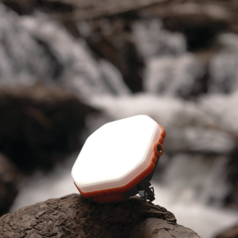 Compact Gray and Orange Solar Powered LED Camping Lantern