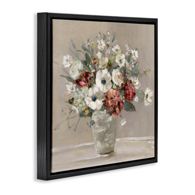 Bouquet Simply Happy sur cadre flottant beige, design par Sally Swatland