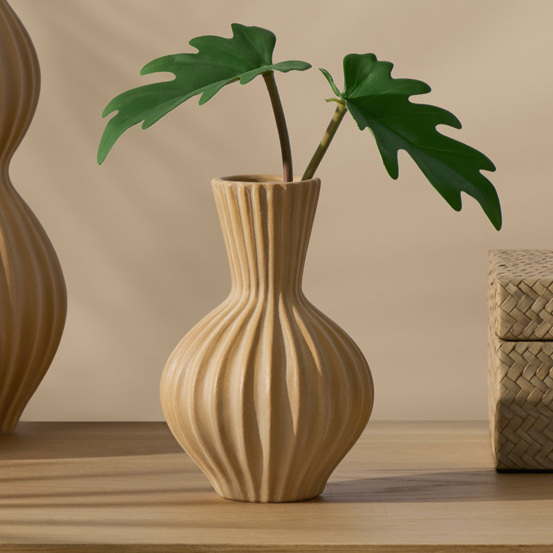  Vase de table en grès nervuré 6,25 "Londen, Brun, H 6,25 po x l 4,25 po x P 4,25 po