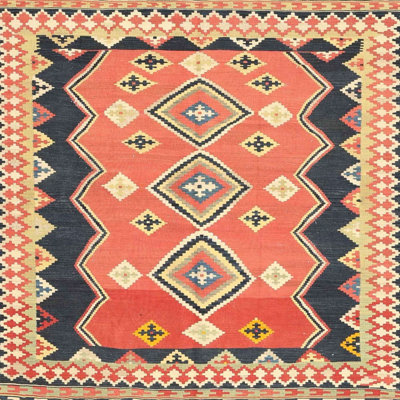 Tapis contemporain orange / beige
