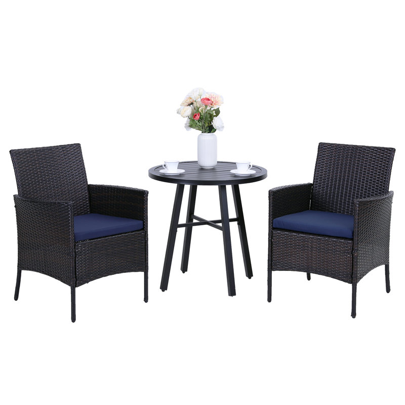 2 - Person Patio Dining Set with Round Table , Cushions Included