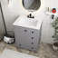 Meuble-lavabo en bois aggloméré de 24 po avec lavabo intégré en céramique, tablette à double couche, tiroirs à fermeture en douceur et porte d'armoire à fermeture en douceur, gris-170636064