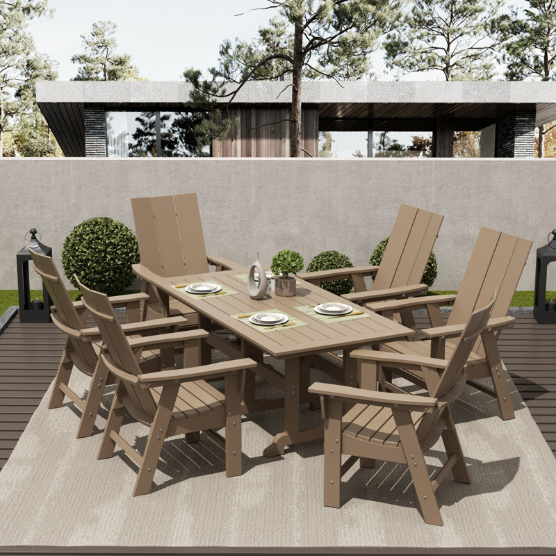 Joubert 6 - Person Patio Dining Set with Rectangular Table, Weathered Wood