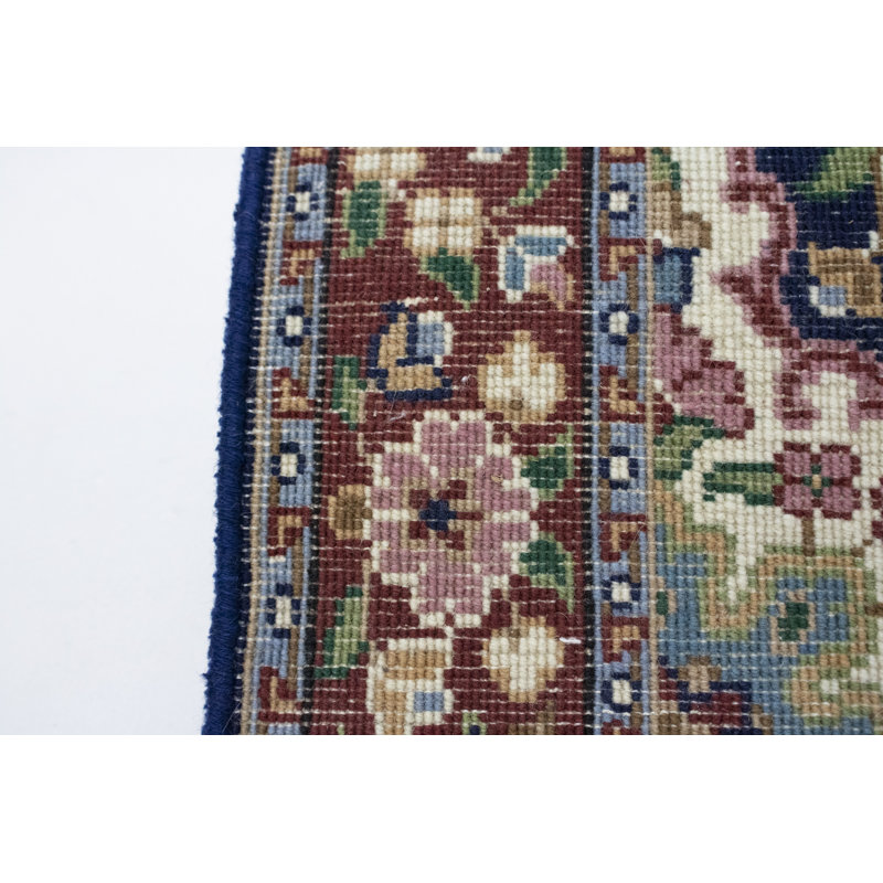 Tapis bleu marine en laine noué à la main Blodgett, Tapis de couloir 2 pi 8 po x 9 pi 7 po