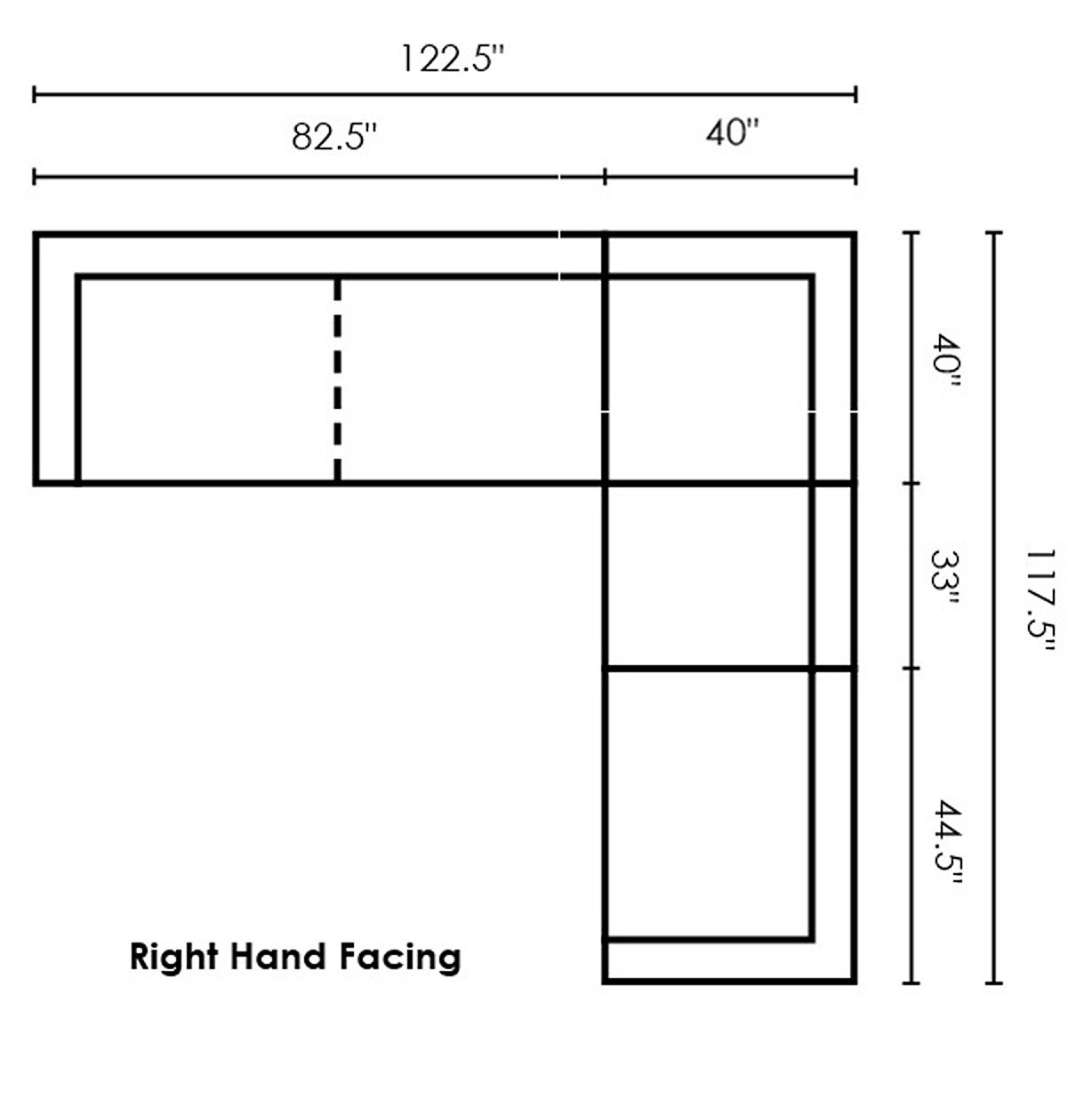 Lucia L-Sectional, Right Hand Facing, Bayou Off White Canvas