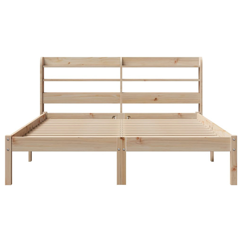 Aleida Solid Wood Storage Bed, Brown, 82cm H x 218cm W x 160cm D