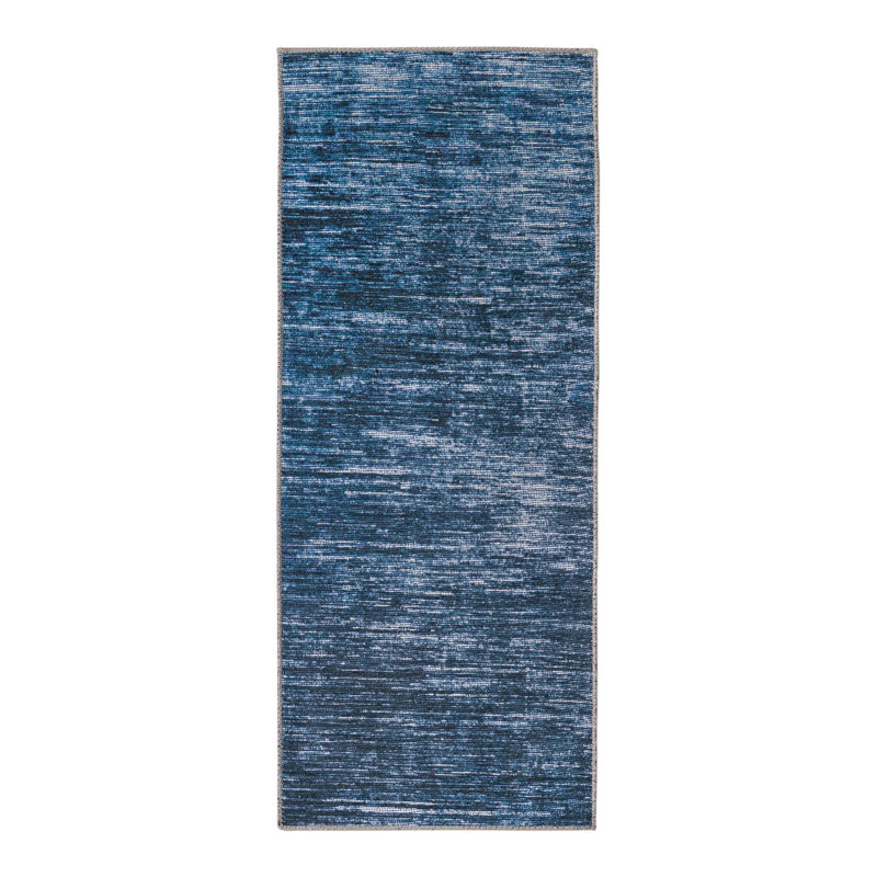 Tapis bleu en chenille tissé à la machine Montagne, Tapis de couloir 2 pi x 5 pi