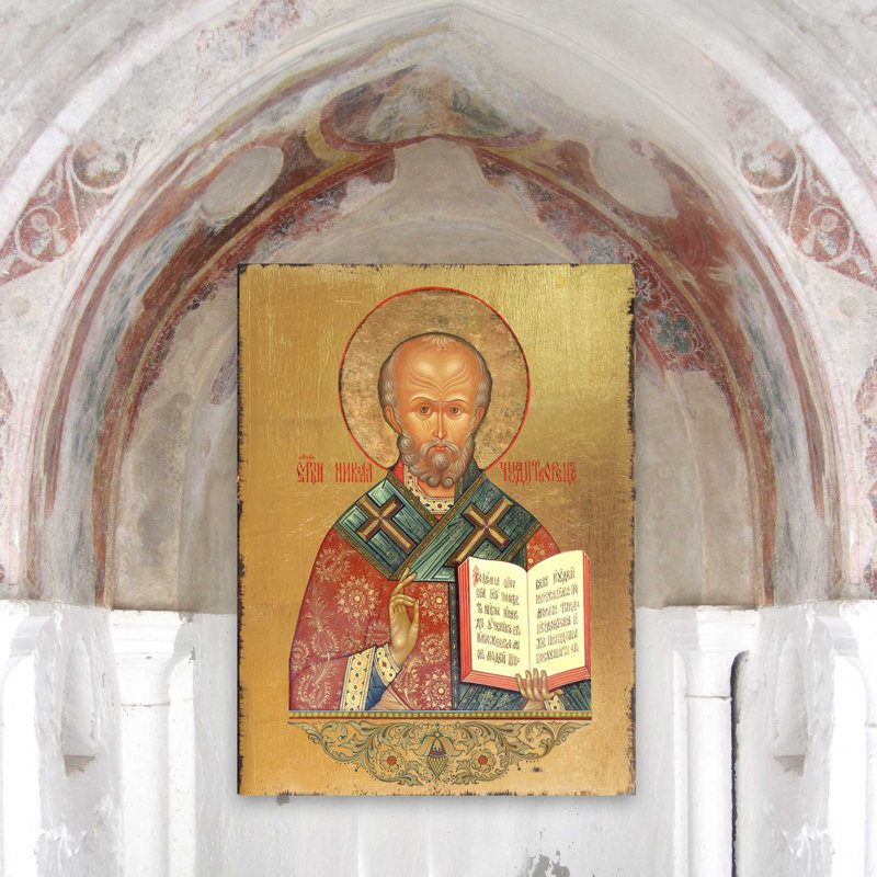Peinture de saint-nicholas avec icône inspiration, H 8 po x l 6 po x P 1,5 po