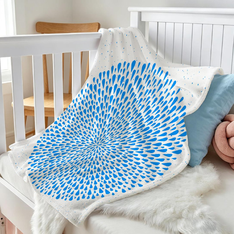 Jeté en flanelle bleue ultra douce, imprimé gouttes d'eau sur une face, Jeté 30 po x 40 po