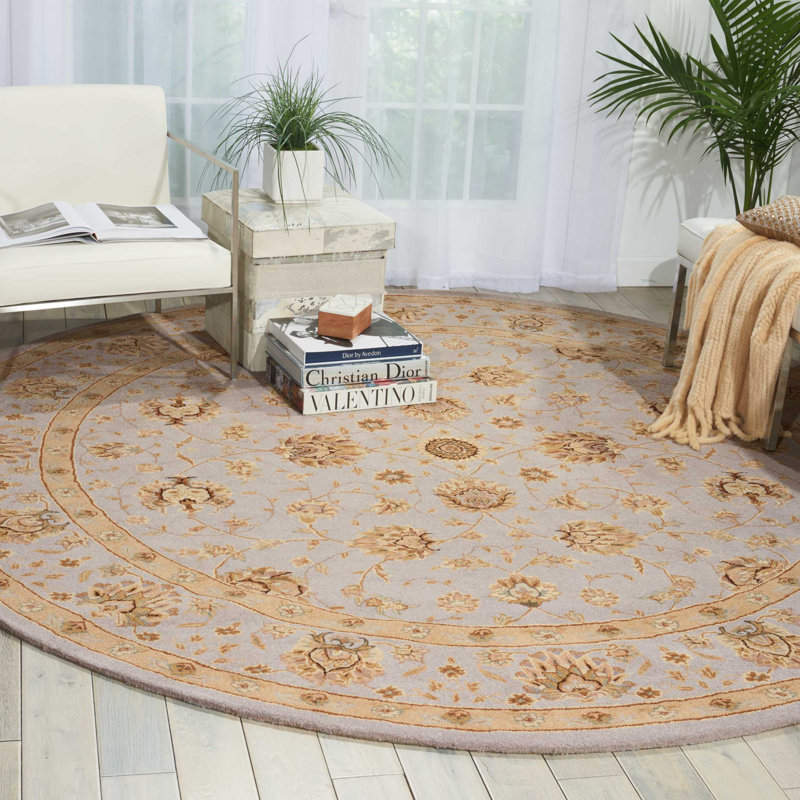 Tapis bleu light en laine touffeté à la main Lundeen, Rond 9 pi x 9 pi