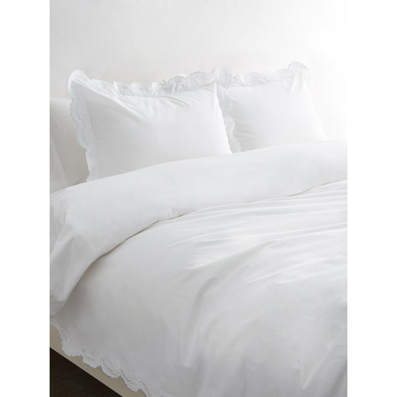 Berrada Double Scalloped 100% Cotton Sham, White