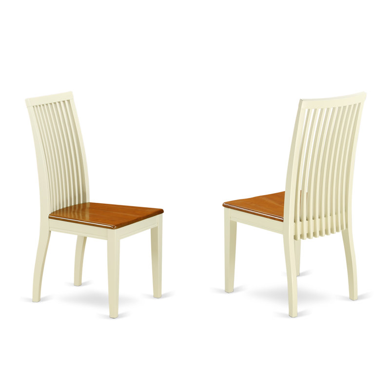 Ipswich Dining Room Chairs - Slat Back Wood Seat Chairs, Set of 2, Buttermilk & Cherry, Buttermilk/Cherry, Wooden