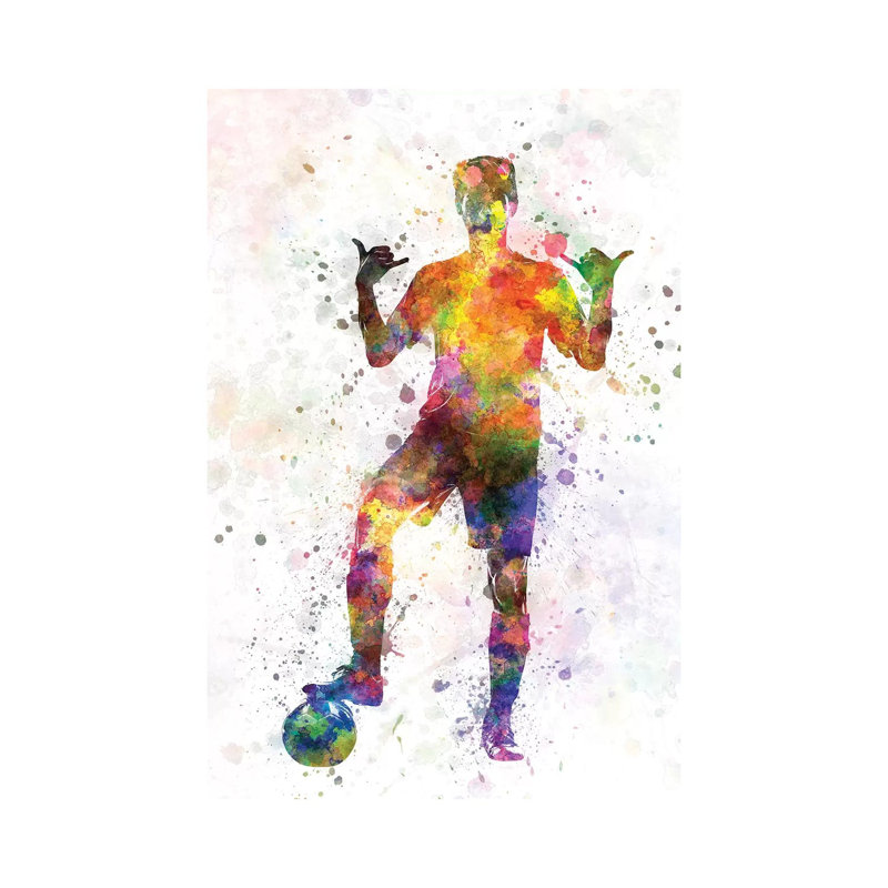 Soccer Football Player Young Man Saluting by Paul Rommer - Wrapped Canvas Print, 30.48cm H x 20.32cm W x 1.91cm D