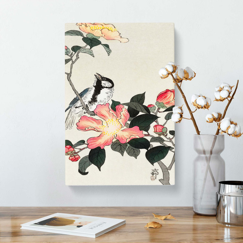 Great Tit On A Branch by Ohara Koson - Wrapped Canvas Painting, 76cm H x 50cm W x 3cm D