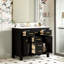 Ensemble de meuble-lavabo 36 po avec lavabo en céramique, meuble-lavabo simple autoportant moderne avec 4 tiroirs et 2 armoires, meuble de rangement pour la salle de bain, ensemble de meuble-lavabo avec cadre en bois massif-117193941