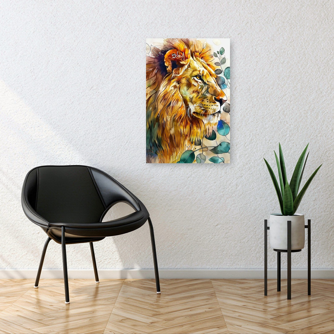 Majestic Watercolor Lion Abstract Contemporary Landscape Nature Wall Art Print
