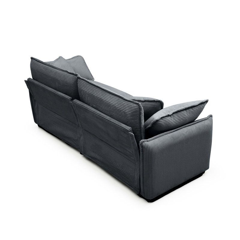 Velours côtelé gris à 5 places avec design ergonomique et coussins moelleux pour chambre à coucher