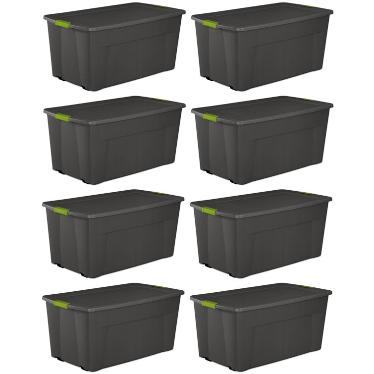 30 Gallon Tote Box Plastic, Titanium, Storage Containers - Set of 2