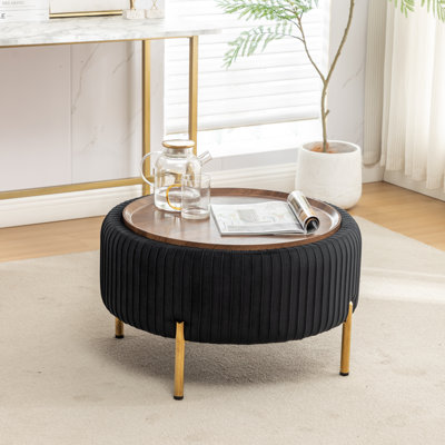 Miajah Upholstered Round Storage Ottoman