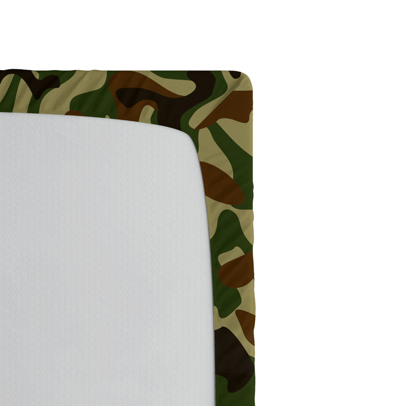 Drap-housse orange Ambesonne, Drap-housse de taille double, Vert / brun / camouflage kaki
