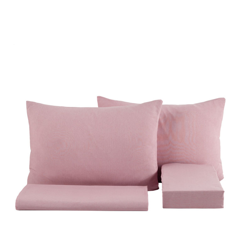 Solid Colour 4 Pieces Bed Sheet Set, Dark Pink, Queen