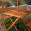 Gillian Outdoor Folding Wooden Garden Dining Table Chairs Parasol And Base Set-125188582-125188583-125188586