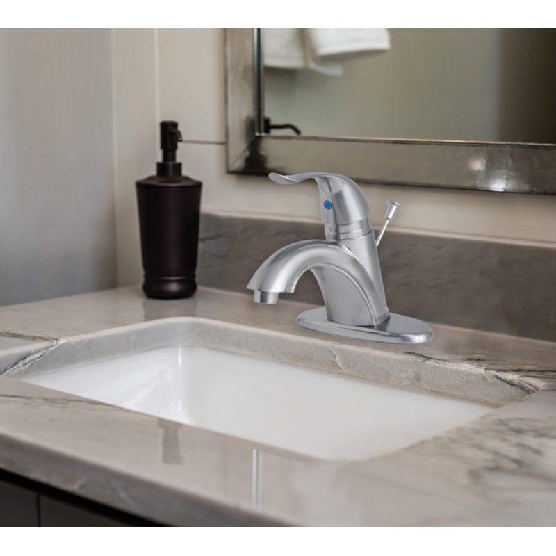 Single-Hole Single-handle Bathroom Faucet with Drain Assembly, Brushed Nickel