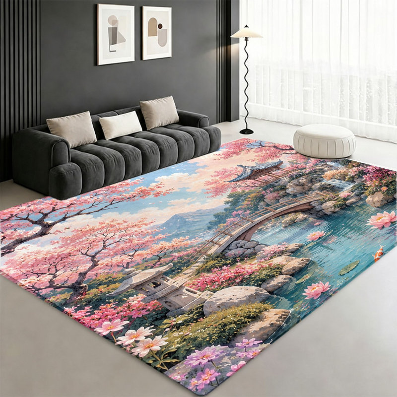 Tapis japonais Cherry Blossom, Rectangle 8 pi 2 po x 5 pi 11 po (250 x 180 cm)