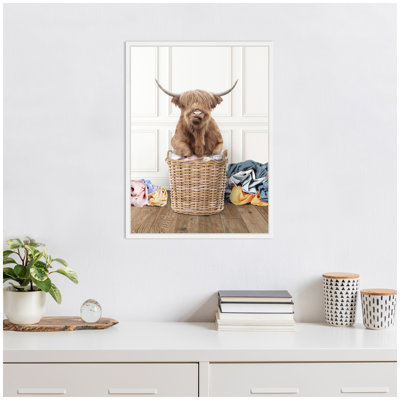 Highland Cow Traditional Laundry by Amy Peterson Framed Canvas Wall Art Print