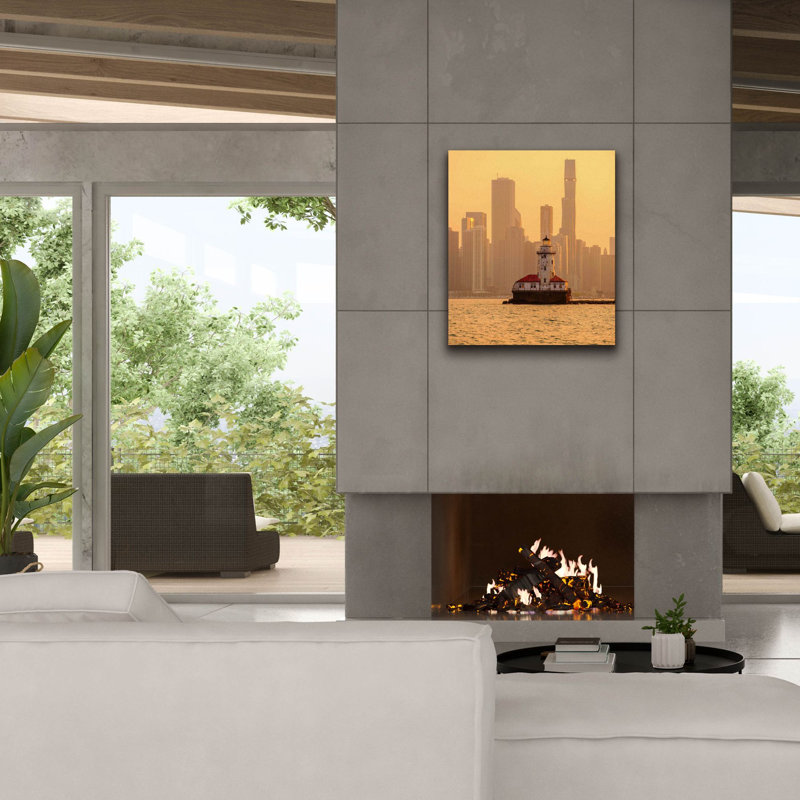 «Chicago Old Lighthouse Hazy Sunset» par Epic Portfolio, art mural sur toile, H 30 po x l 26 po x P 1,5 po