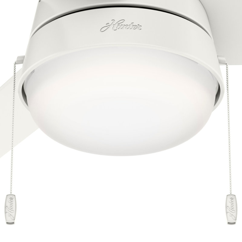 52" Aker 3 - Blade Indoor Standard Ceiling Fan with Pull Chain and Light Kit Included, Fresh White/Natural Wood
