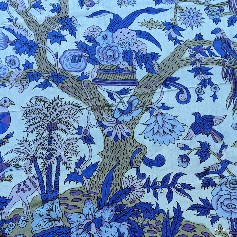 Ohan Tree of Life Tablecloth, Blue Lavender